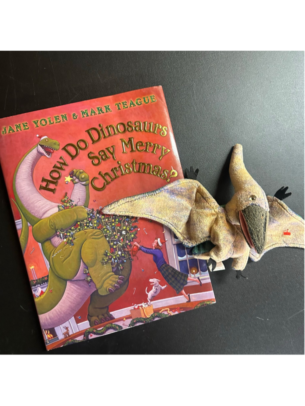 Dinosaur Christmas book and ty plush set